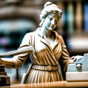 lady justice operating a cash register