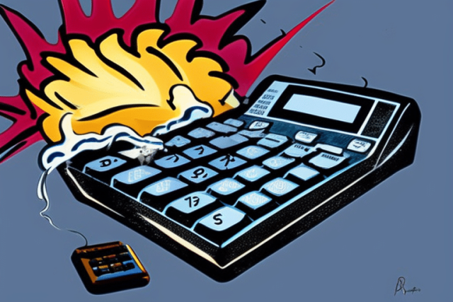 an exploding calculator, pop-art style