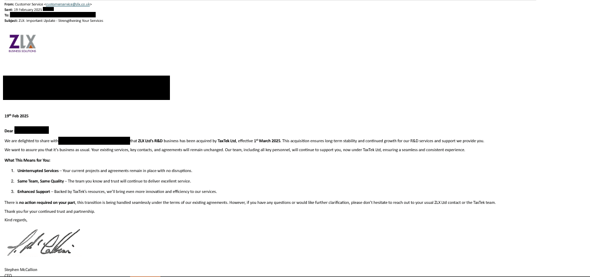 TaxTek R&D tax relief website – formerly ZLX"