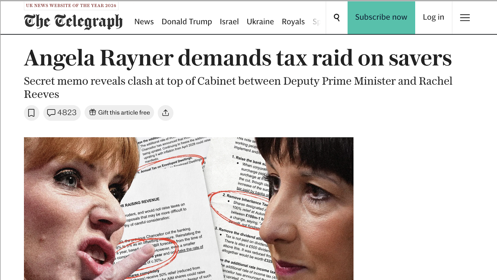 telegraph headline