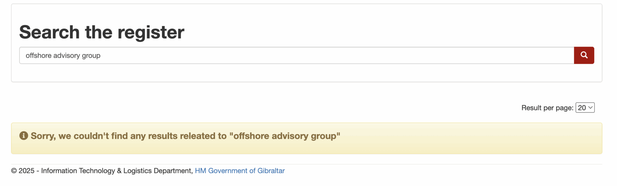 Gibraltar company registry reports it doesn't contain Offshore Advisory Group