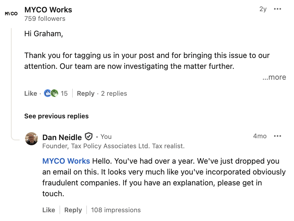 MyCO Workers say (a year ago) they're investigating.