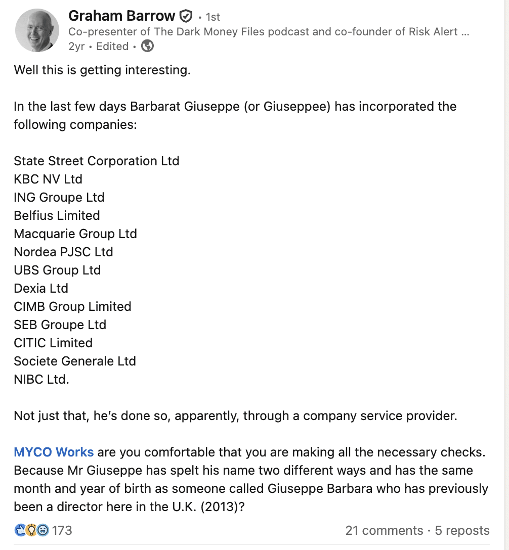 Graham Barrow asks MYCO works what they're up to