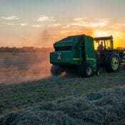 a tractor working a field