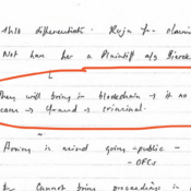 A handwritten note by Claire Gill saying: They will bring in blockchain -> if no blockchain -> scam -> fraud -> criminal