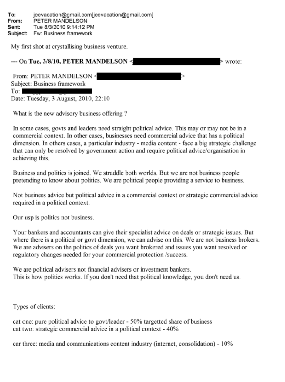 To: jeevacaton@gmail com{jeevacation@gmail.com|
From: PETER MANDELSON
Sent: Tue 8/3/2010 9 14 12 PM
Subject: Fw Business framework
My first shot at crystallising business venture
--- On Tue, 3/8/10, PETER MANDELSON i rot
From PETER MANDELSON