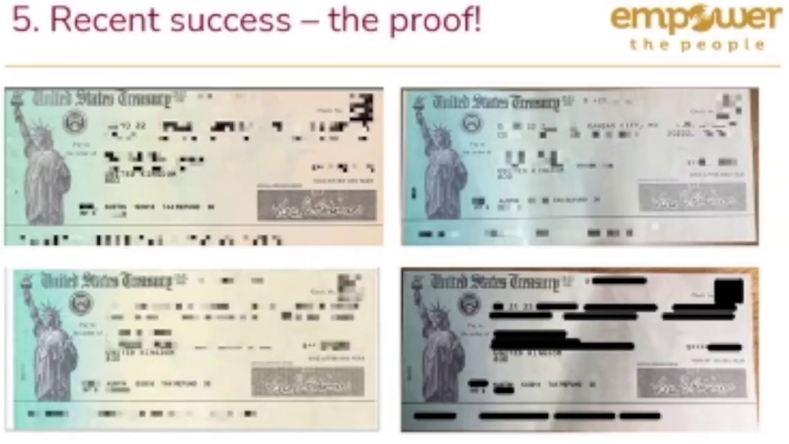 cheques received from the IRS