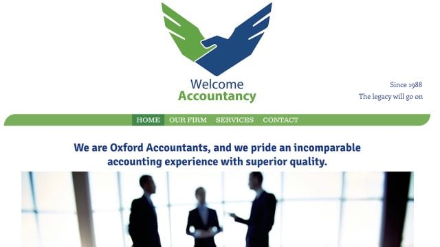 Welcome Since 1988
Accountancy The legacy will go on

HOME OURFIRM SERVICES CONTACT

We are Oxford Accountants, and we pride an incomparable
accounting experience with superior quality.

‘Vaavd f