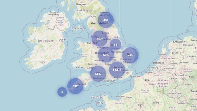 a map of England showing the projected impact of a £1.5m mansion tax