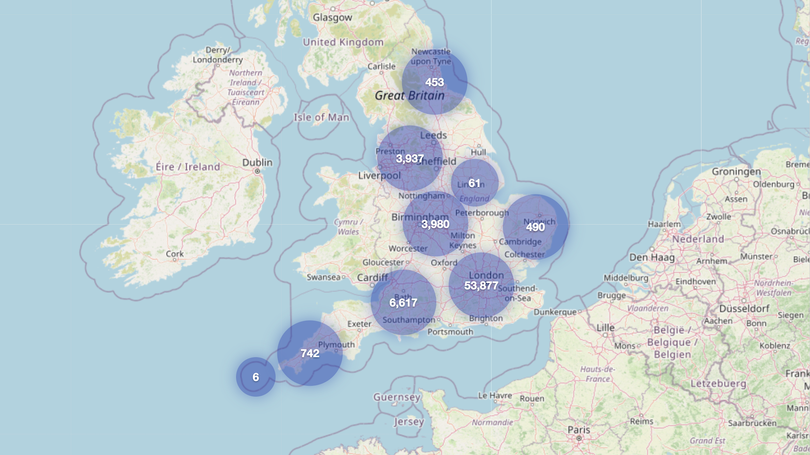 a map of England showing the projected impact of a £1.5m mansion tax