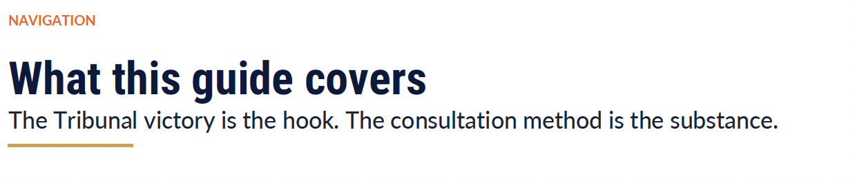 What this guide covers
The Tribunal victory is the hook. The consultation method is the substance.