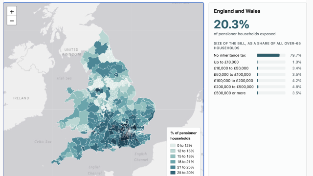 Model showing number of pensioner households potentially impacted by inheritance tax